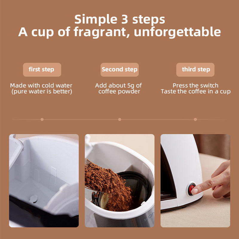 Mini Fully Automatic Coffee Maker – Portable Drip Coffee Machine with Ceramic Cup