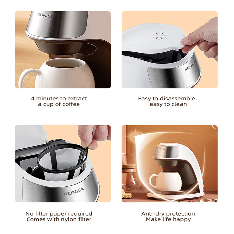 Mini Fully Automatic Coffee Maker – Portable Drip Coffee Machine with Ceramic Cup